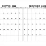 Kalendář červen, červenec 2026 Kalendář červen červenec 2026