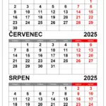 Kalendář červen, červenec, srpen 2025 kalendář červen červenec srpen 2025